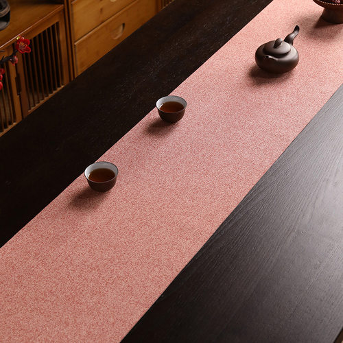 中式麻布防水茶席轻奢桌旗茶垫双面茶旗民宿装饰复古风禅意白玉兰