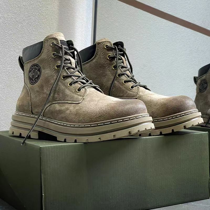 欧式复古男士马丁靴加绒保暖2023新款秋冬季高帮工装男款靴子潮鞋