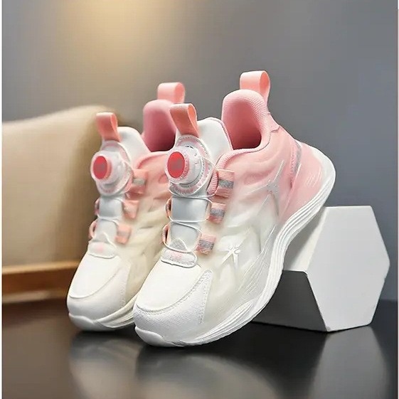 女童鞋运动鞋2025春夏新款旋钮儿童老爹鞋中大童女孩网面透气跑步