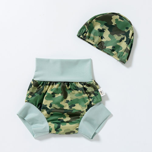 宝宝高腰泳裤女男孩带帽中小童婴儿防晒速干游泳衣女童冰丝牛奶丝