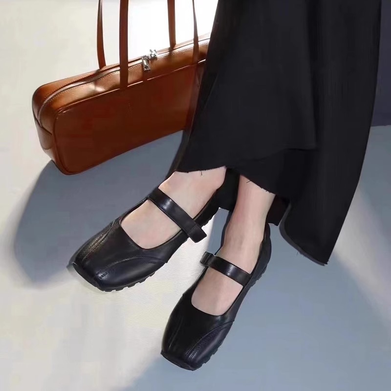 韩版方头玛丽珍鞋女2025新款平底运动芭蕾舞鞋简约休闲鞋浅口单鞋