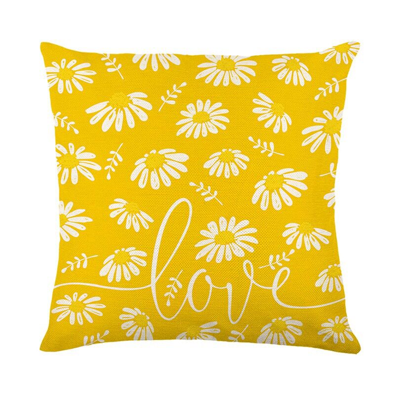 夏季清新活泼黄色雏菊抱枕套节日装饰居家客厅卧室沙发抱枕套现货