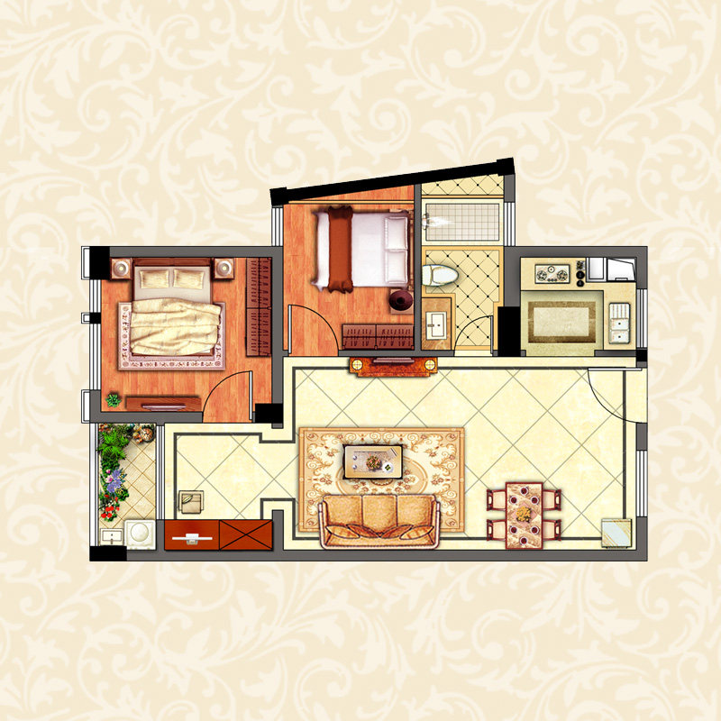 ps设计代做彩色平面户型图房地产户型图渲染户型填色家配图设计