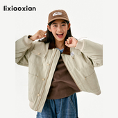 梨小闲原创儿童巴尔风棉服外套冬复古时髦夹棉夹克衫 女中大童