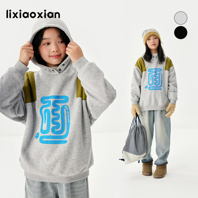 梨小闲秋冬女童加绒喜庆新年卫衣