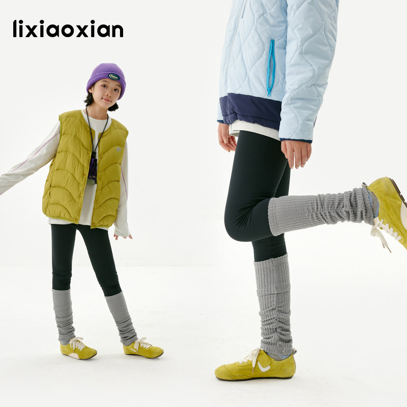 梨小闲女童堆堆脚口拼接打底裤