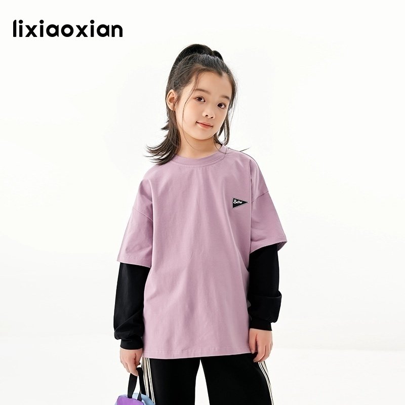 梨小闲童装原创儿童假两件长袖T恤潮春秋装新款男女童休闲卫衣T,童装/婴儿装/亲子装,T恤,淘宝优惠券,粉丝福利购,淘宝优惠卷