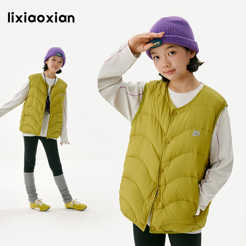 梨小闲原创女童90白鸭绒羽绒马甲