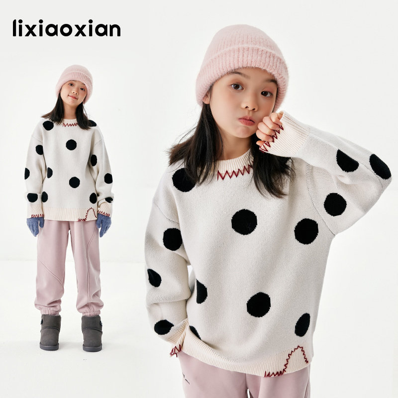 梨小闲女童甜美百搭秋冬女童毛衣