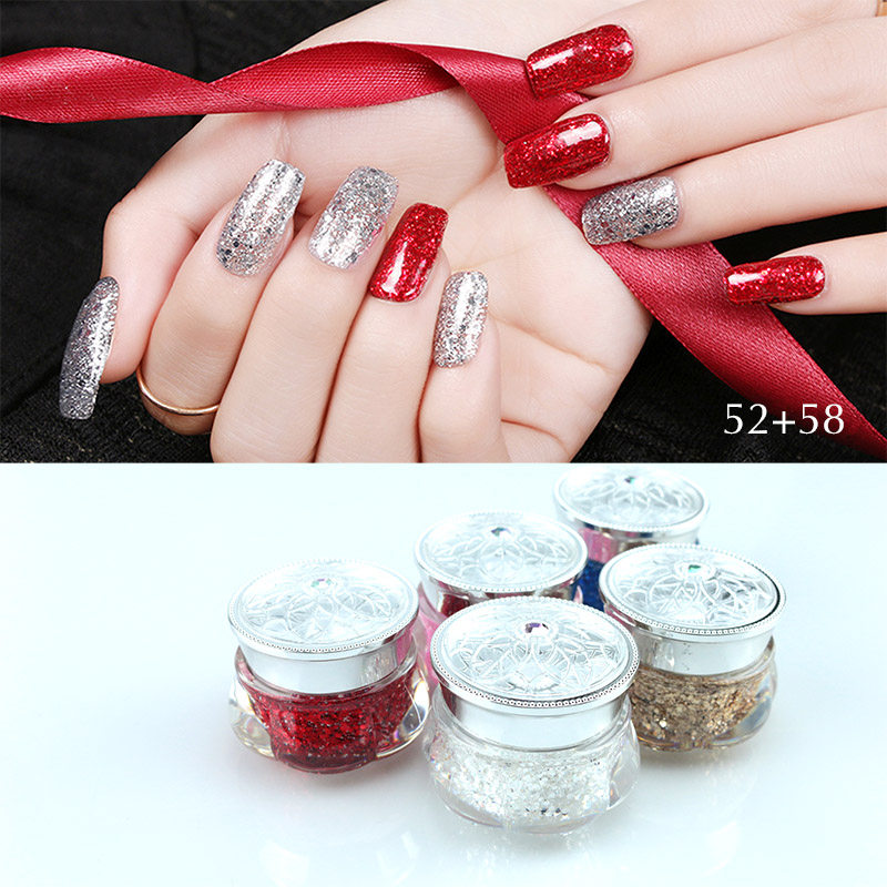 美甲优质光疗胶 超闪铂金胶雷射胶 亮片光疗彩胶 新娘甲用胶细粉