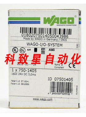 工业配件IO系统数字输入 16X 750-1405 7501405
