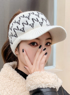 毛线帽女新款时尚弯檐秋冬
