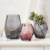 特价 处理现代简约玻璃花瓶几何多边形创意彩色透明水培鲜花插花器