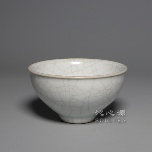 台湾三希堂铁线月白哥窑茶杯正品