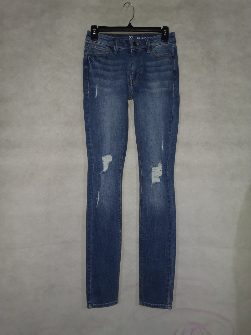 外贸原单春款弹力修身显瘦磨白加长破洞牛仔小脚裤大码女裤大码女