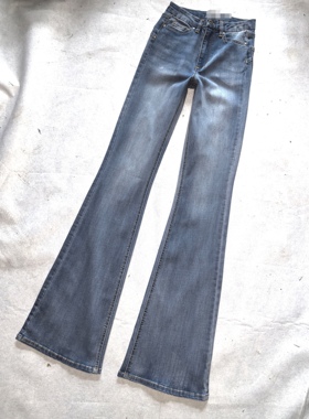 大高个超加长外贸原单欧美高腰弹力修身显瘦百搭复古牛仔喇叭裤女