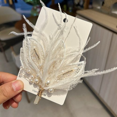 超仙蝴蝶羽毛流苏发饰古风汉服发夹儿童水晶演出森系公主生日头饰