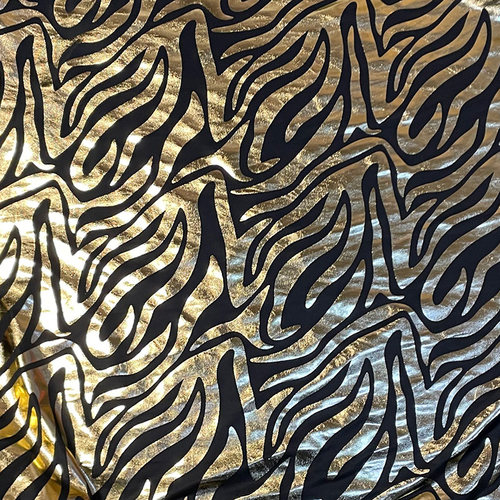 莱卡布花图烫金布料舞台服舞蹈服裙装面料莱卡莱烫金料黑色透明布