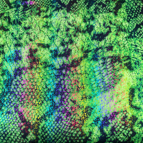 莱卡布鳞纹印花加彩色烫金工艺高弹力布四面弹力布料服装内衣面料