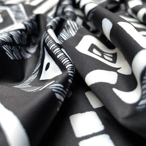 莱卡布高弹力布莱卡布四面弹力布黑白色数码印花柔软顺滑泳衣面料