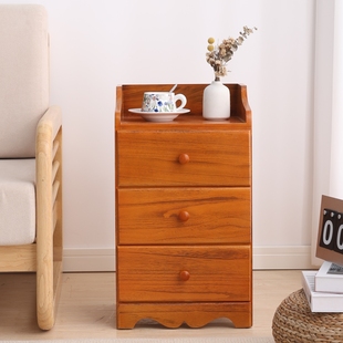 泡桐木客厅整装柜子复古美式多功能储物柜简约收纳家具床头柜35cm