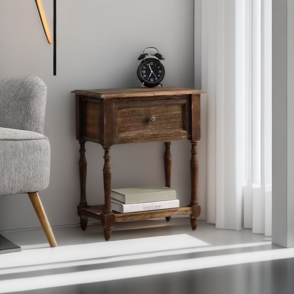 床头柜柜子储物柜边柜实木收纳简易美式复古简约实木整装45公分柜