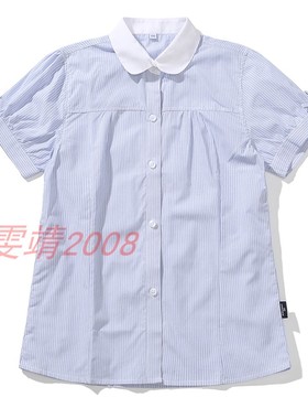 2021新款女童衬衫浦口实小夏季条纹短袖纯棉上衣蝴蝶结袖口兰诗款