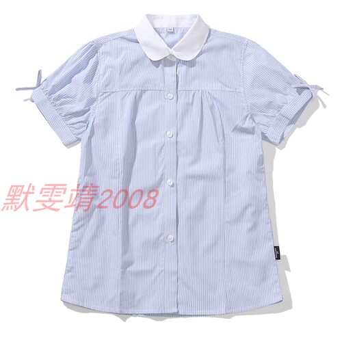 新款小夏季条纹纯棉袖口兰诗衬衫