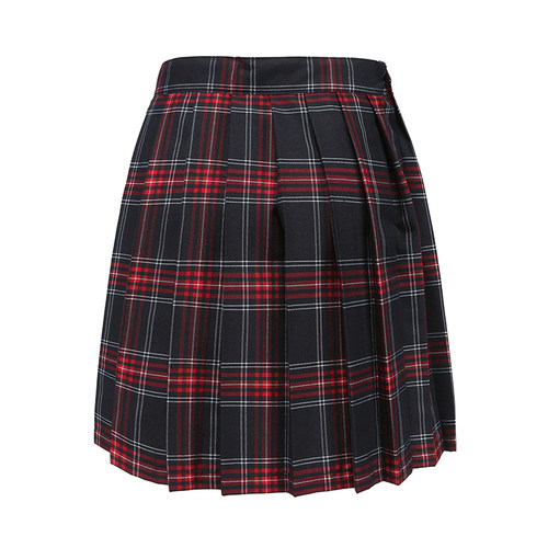 兰诗同款校服藏青红格子百搭百褶裙短裙半身裙女童学院春秋季夏季