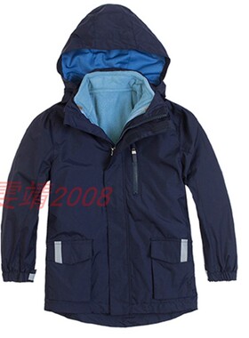 伊顿同款冬季校服外套男童冲锋衣加厚保暖脱卸式两件套棉服12X005