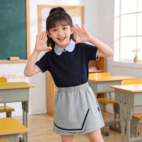 伊顿校服同款新款夏季儿童灰色藏青裙裤女童短裙英伦学院风半身裙
