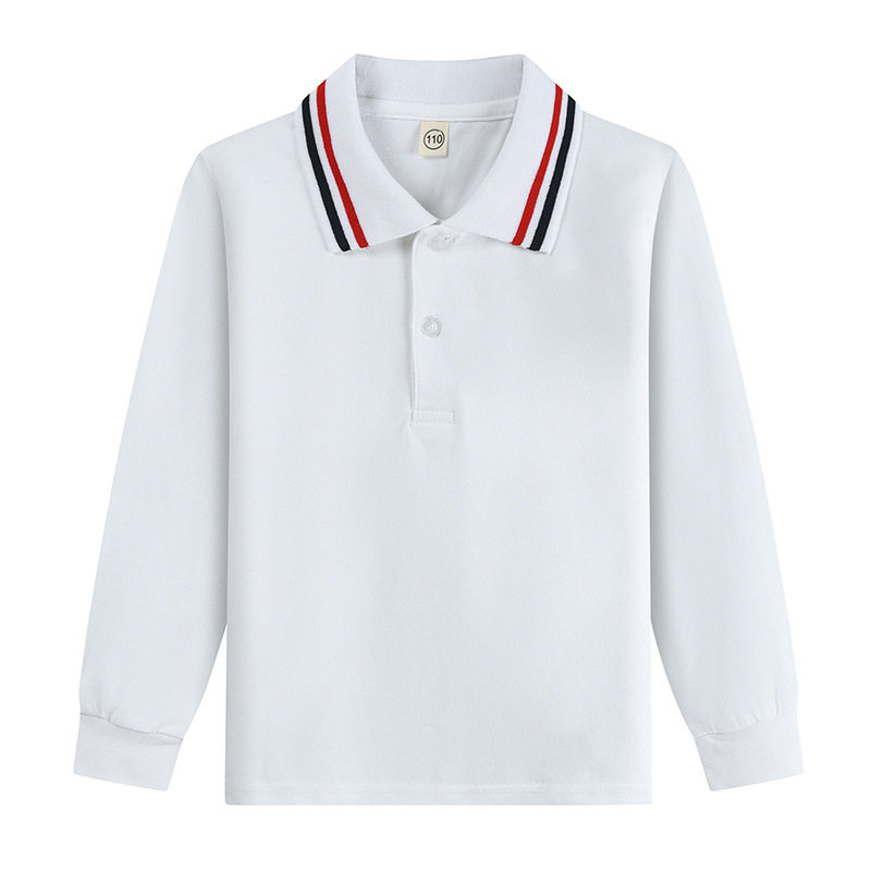 伊顿同款校服儿童白色T恤翻领