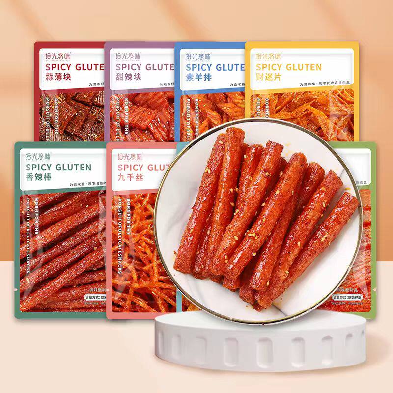 拾光悠味辣条财迷片调味面制品休闲零食香辣棒甜辣块素羊排图片