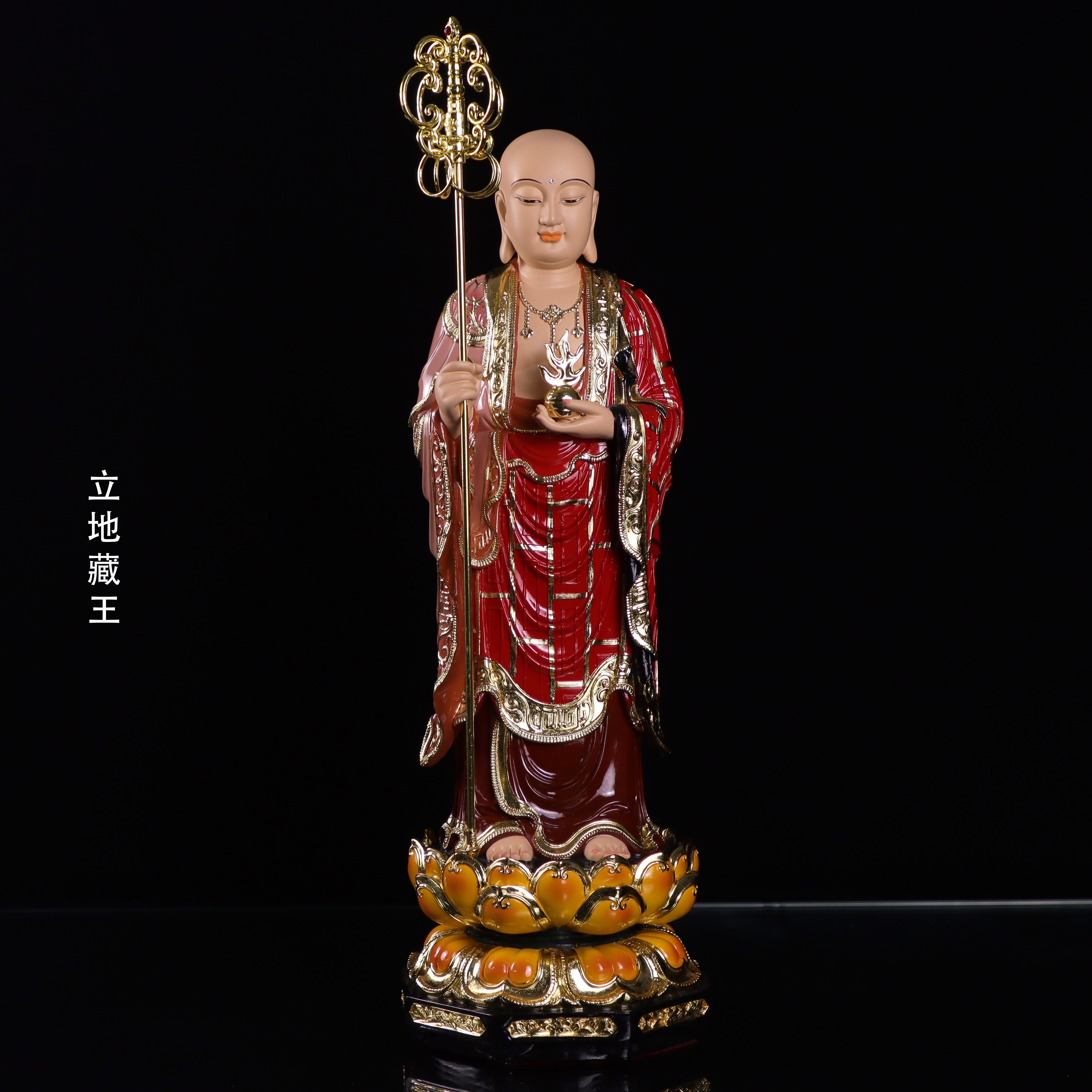 地藏王菩萨像九华山地藏树脂佛像立像娑婆三圣家用佛堂桌面摆件