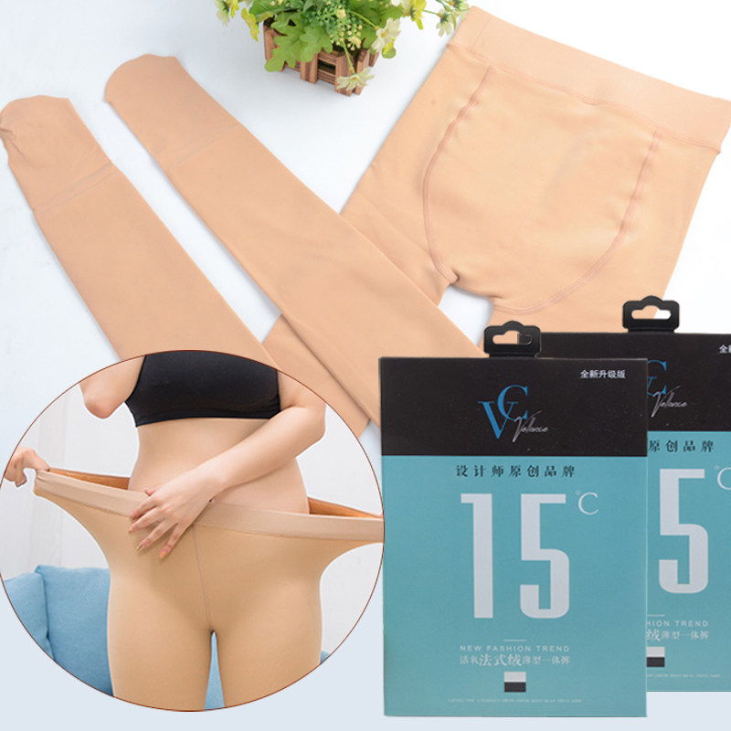 高弹西瓜裆自然法式薄绒打底裤袜
