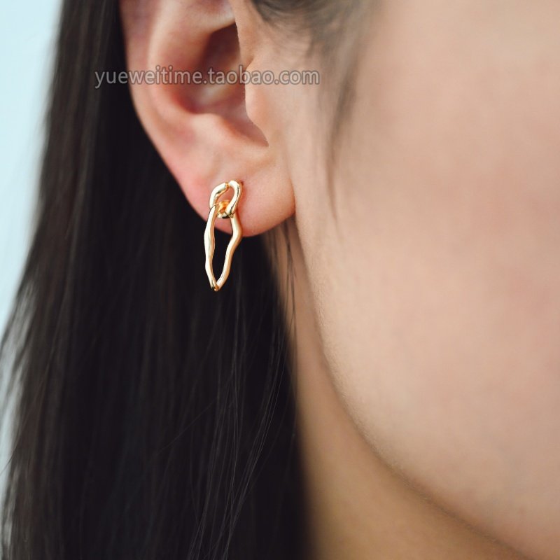 双环不规则连接耳钉 铜镀真金 手工diy饰品配件 半成品材料,饰品/流行首饰/时尚饰品新,其他DIY饰品配件,淘宝优惠券,粉丝福利购,淘宝优惠卷