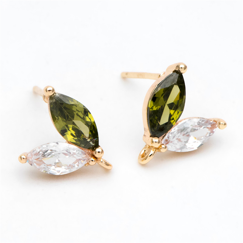 金色微镶两瓣花耳钉 铜镀真金 手工diy饰品配件 半成品材料,饰品/流行首饰/时尚饰品新,其他DIY饰品配件,淘宝优惠券,粉丝福利购,淘宝优惠卷