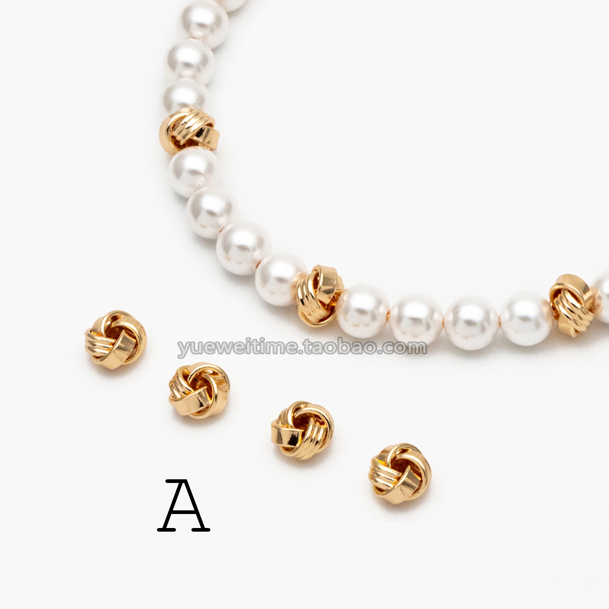 草编麻花隔珠diy铜镀真金配件