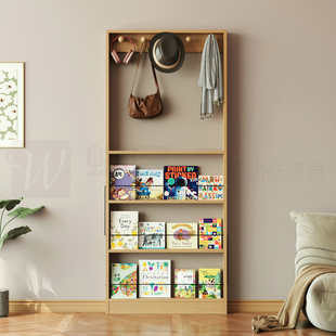 门后超薄书架陈列架靠墙落地挂衣架夹缝零食置物架书柜儿童绘本架