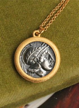 女磨砂古币项链不易掉色