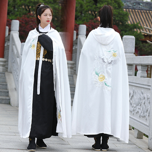 汉服女斗篷披风薄款白色春夏神鸟重明鸟昙花绣花原创古风中国风