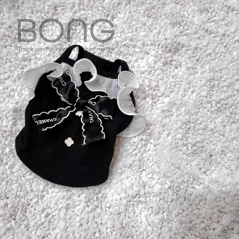 薄款黑色纯棉弹力吊带背心猫狗