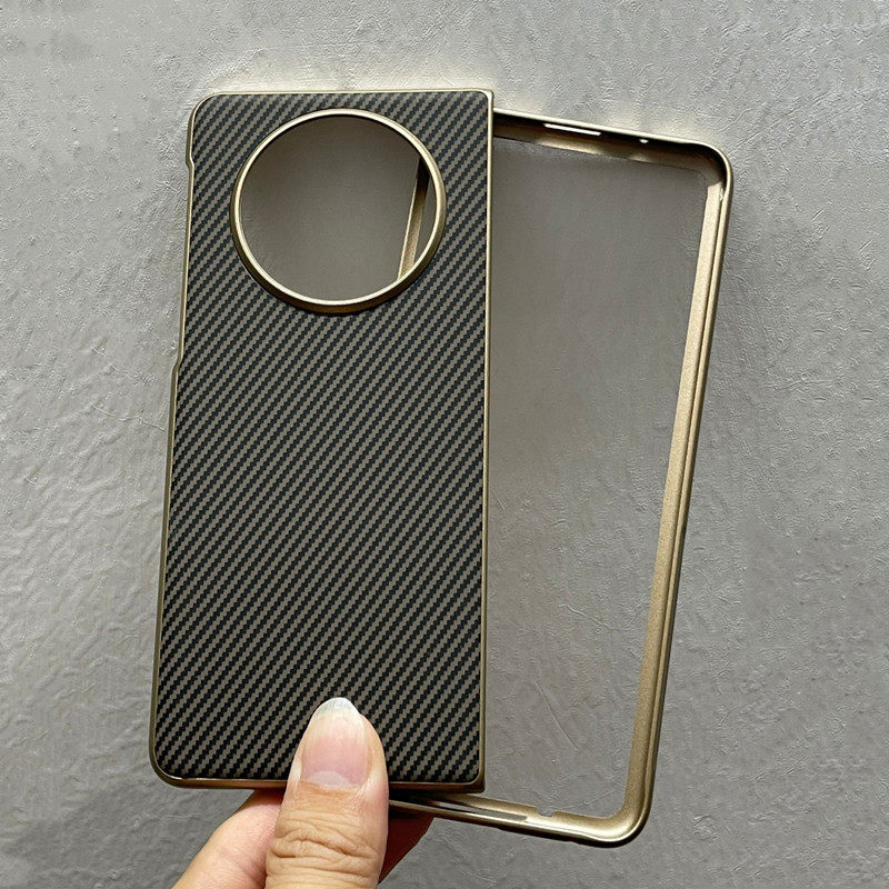 适用华为Mate X3典藏版手机壳凯夫拉同款Matex6碳纤维纹理保护套防指纹X5典藏版时尚前框后壳硬壳手机套皮革