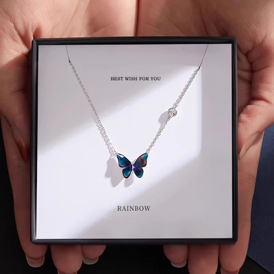 纯银感温变色项链情人节礼物女友