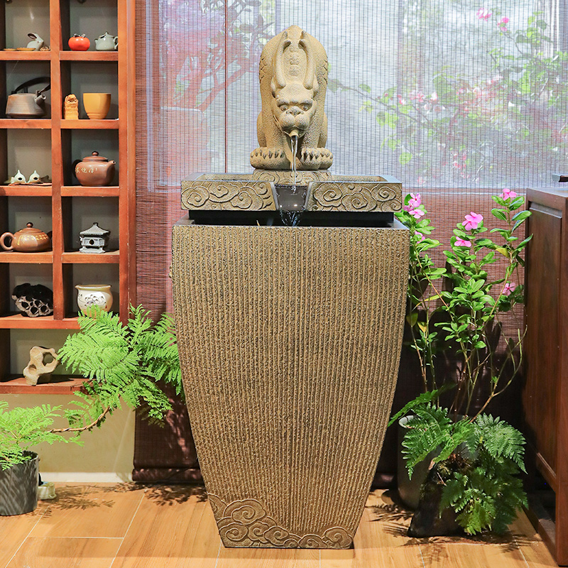新中式流水摆件落地家居客厅玄关茶室店铺装饰循环水景观招财礼品