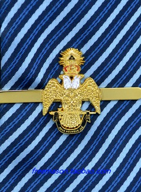 欧美共济会双头鹰33男士商务正装简约高度全镀金领带夹子领夹别针