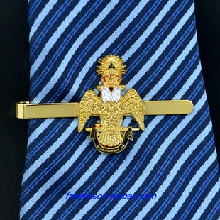 欧美共济会双头鹰33男士商务正装简约高度全镀金领带夹子领夹别针