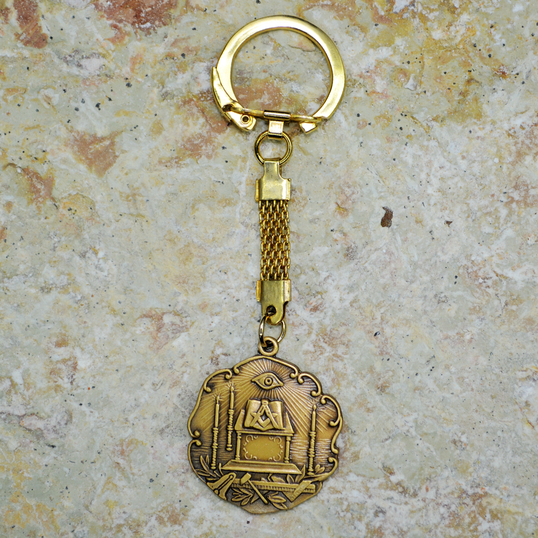 FreeMason共济会复古钥匙扣 荷鲁斯全知之眼