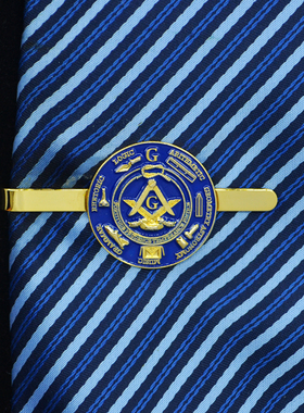 共济会个性创意定制款纪念品男士高档正装镀金色领带夹字母领夹子