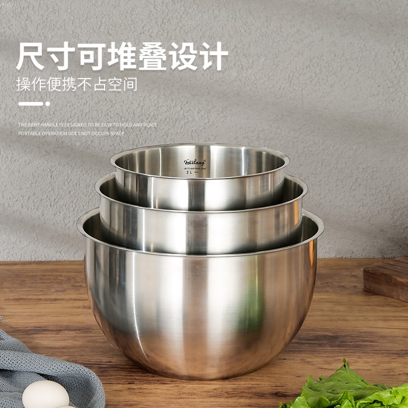 出口 加大304不锈钢盆子套装厨房打蛋和面洗菜沙拉碗盆拌面馅料碗